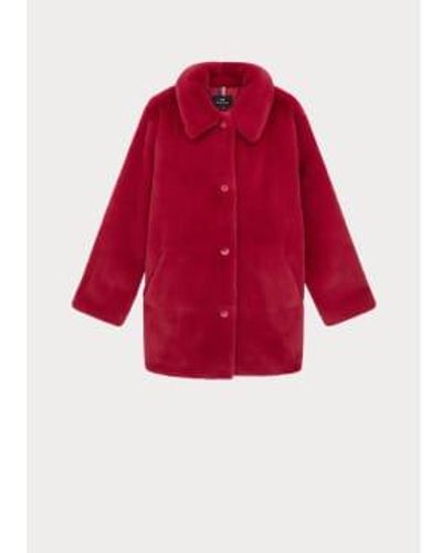 Paul Smith Manteau en peluche en fausse fourrure rose aux fraises - Rouge