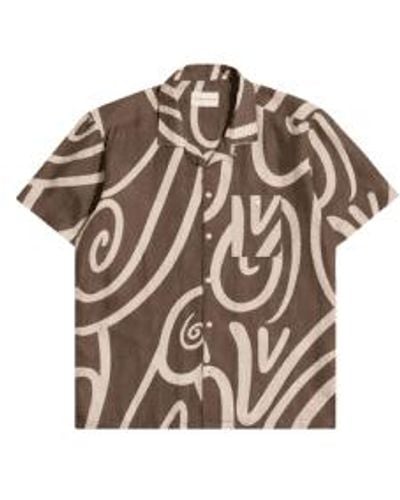 Far Afield Selleck Ss Shirt In Swirls Desert Palm - Marrone