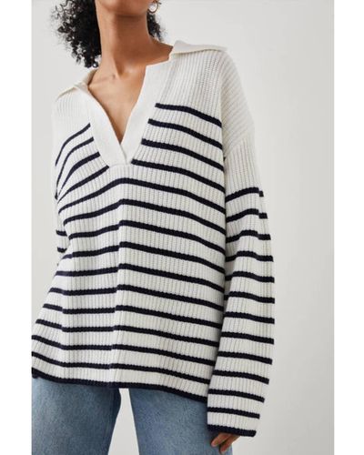 Rails Harris Sweater White Navy Stripe - Gray