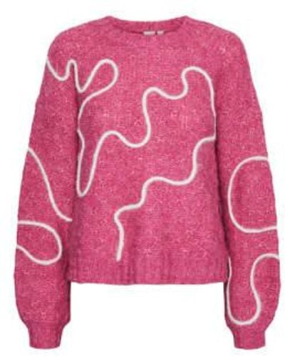 Y.A.S | Cordy Ls Knit Pullover Carmine S - Pink