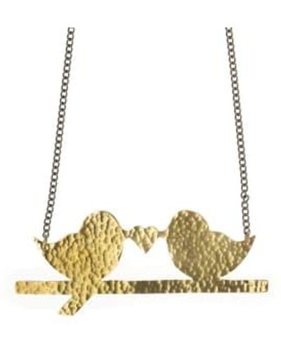 Just Trade Hammered Lovebirds Necklace - Metallic