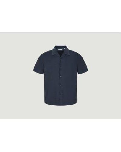 Knowledge Cotton Velvet Short Sleeve Shirt S - Blue