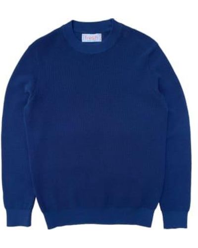 Fresh Crepe Cotton Crewneck Sweater - Blue