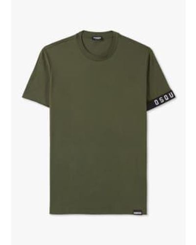 DSquared² T-shirt technicolor en vert / blanc militaire
