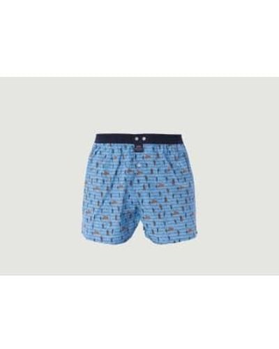 McAlson Coton Boxer Shorts avec motif musical - Bleu