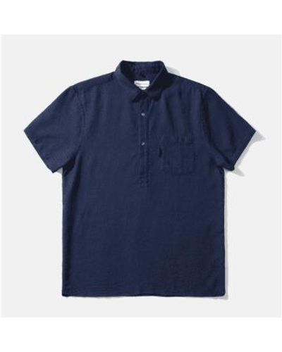 Edmmond Studios Navy Waffle Polo Shirt S - Blue