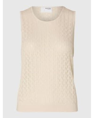SELECTED Agny Sleeveless Knitted Top - Natural