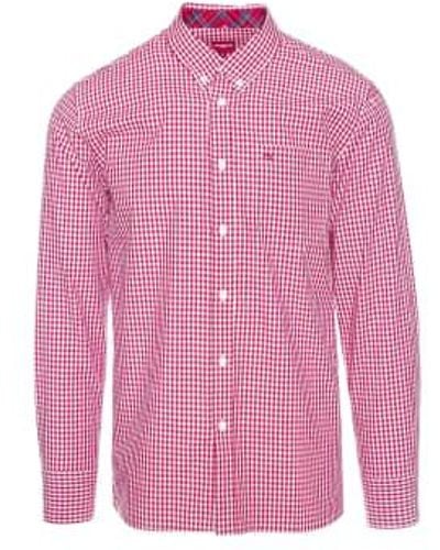 Merc London Japster Gingham Shirt / White M - Pink