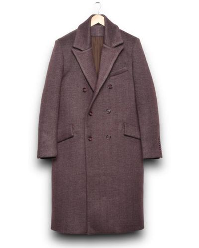 Mans Plymouth Coat Houndstooth Burgund - Lila