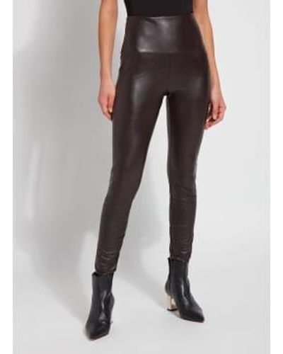 Lyssé Double Espresso Textured Faux Leather Legging - Marrone