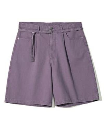 PARTIMENTO Belted Wide Bermuda Pants In - Purple