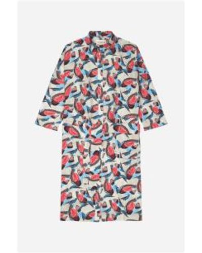 Munthe Lucima Button Up Abstract Print Shirt Dress Col Multi S - Blu