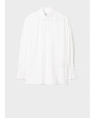 Paul Smith Creme elastiziertes rüschenhemd hemd - Weiß
