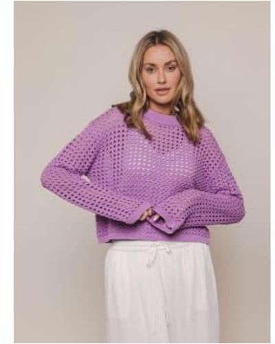 Rino & Pelle Bailey Perforated Cropped Sweater Dahlia Uk 6 - Purple