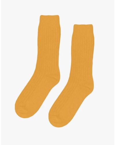 COLORFUL STANDARD Calcetines mezcla lana merino quemados amarillo - Naranja