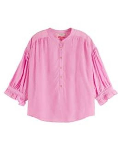 Scotch & Soda Blouse popover à manches cou orchidée rose