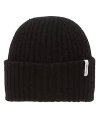 SELECTED Slhmerino Black Wool Beanie Hat - Nero