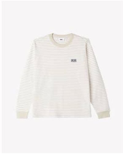 Obey Established Works Stripe Ls T-shirt Clay Large - White