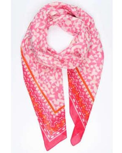 Miss Shorthair LTD Miss Shorthair 3146Fhp Mosaic Print Bordered Cotton Scarf In - Rosa