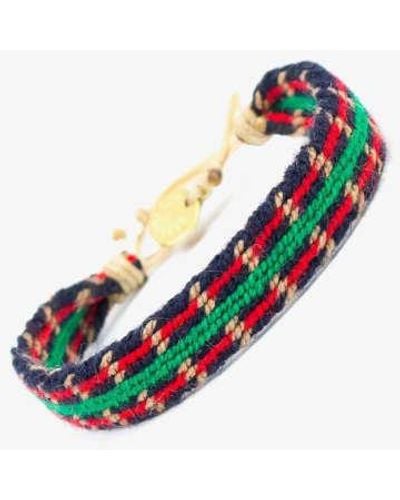 Guanabana Hand Woven Textile Bracelet With Plated Tag - Rosso