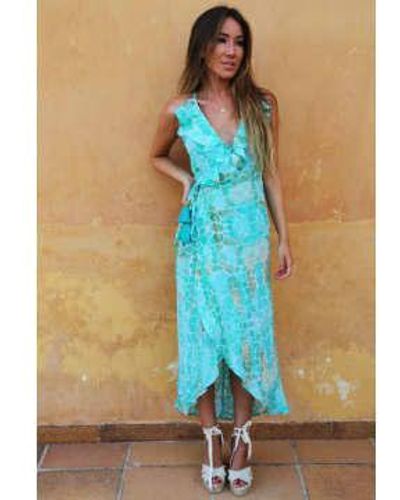 Sophia Alexia Pebbles Silk Cocktail Midi Dress Small - Blue