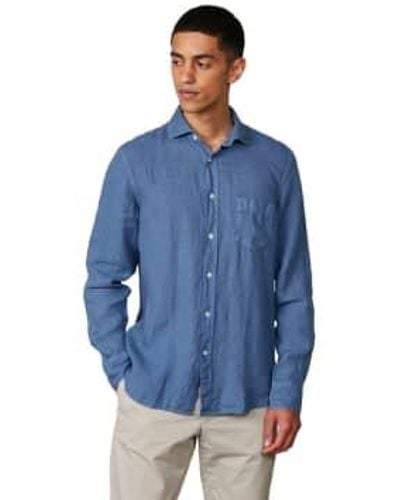 Hartford Paul Pat Linen Shirt Nautical - Blu