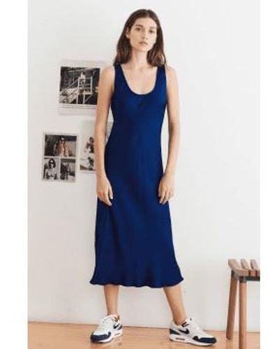 Velvet By Graham & Spencer Naval Ursula Satin Tank Dress Xs / Navy Female - Blue