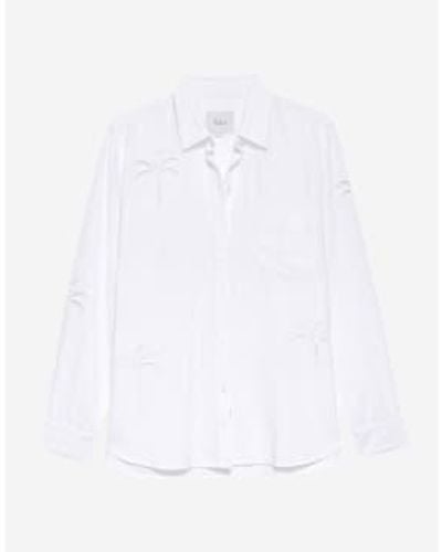 Rails Charli Stripe Palm Tree Long Sleeve Shirt Col Multi Size - Bianco