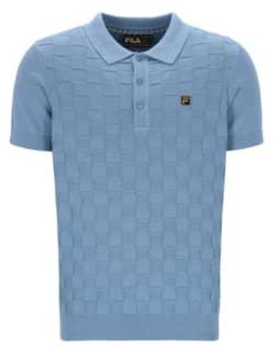 Fila Lucian Square Knit Polo Denim - Blu