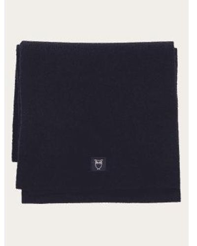 Knowledge Cotton 4210007 écharpe en laine tricotée côtelée total eclipse - Bleu