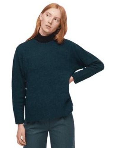 Nice Things Oversize Sweater Side Opening Two Button 523 From - Blu