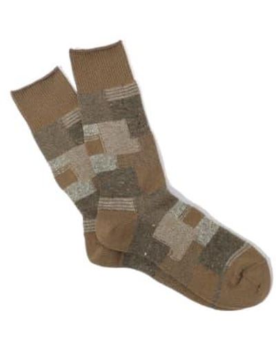 Anonymous Ism Patchwork Crew Socks Olive Os - Brown