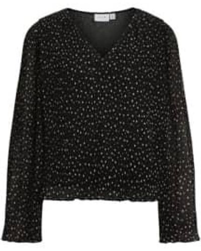 Vila Dot V Neck Top - Nero