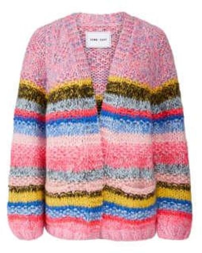 DAWN +DARE Mars Multi Stripe Knitted Cardigan /pink S