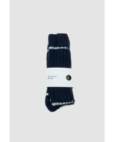 Universal Works Tie Dye Socks Navy Knit M - Blue