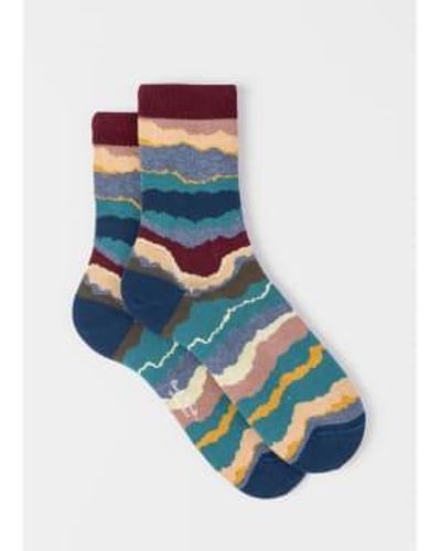 Paul Smith Watercolour Stripes Socks Size: Os, Col: Multi - Blue