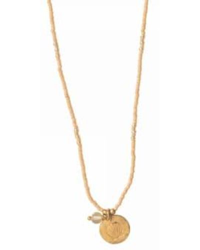 A Beautiful Story Necklace Timeless Citrine Plated Brass - Metallic
