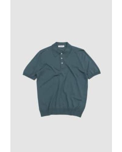 Gran Sasso Camisa polo algodón fresco azul gris