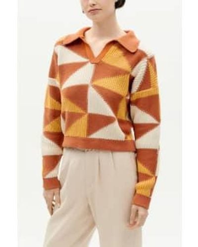 Thinking Mu Paquita Knitted Sweater Multi / L - Orange