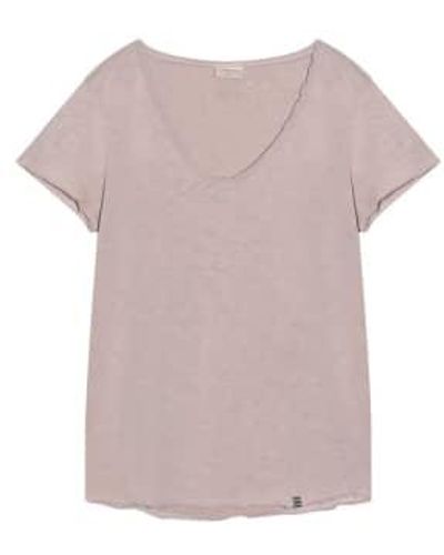 Cashmere Fashion The Shirt Project Organic Cotton V-neck Short-sleeved S / Beige - Purple