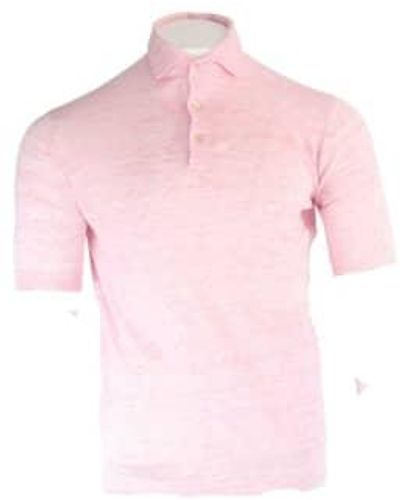 FILIPPO DE LAURENTIIS Linen Polo Shirt 52 - Pink