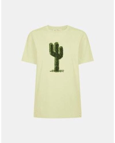 Bella Freud Cactus baumwoll-t-shirt größe: m, col: gelb