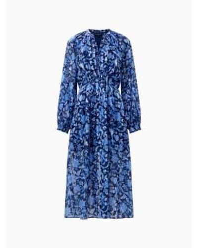 French Connection Vestido Cynthia Fauna Midi - Azul