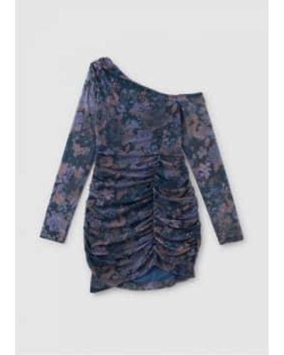 Free People Womens Chole Ruched Mini Dress In Midnight Combo 1 - Blu