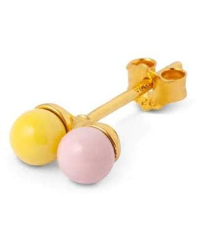 Lulu Lulu1254 pendiente con bola doble color en rosa claro/amarillo