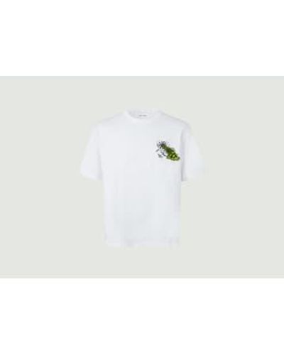 Tee-shirt En Sérigraphie En Coton Organique Gone Fishing Rose Samsoe Samsoe  - Homme - U23100003-CLR000820-ROSE
