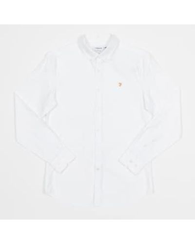 Farah Brewer Slim Fit Organic Cotton Oxford Shirt In S - White