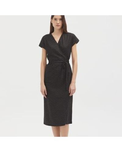 Nice Things Stitch Fabric Wrap Dress Eu 38 / Uk 10 - Black