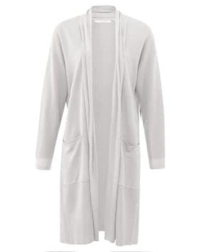 Yaya Long Cardigan With Dropped Shoulders & Pockets - White