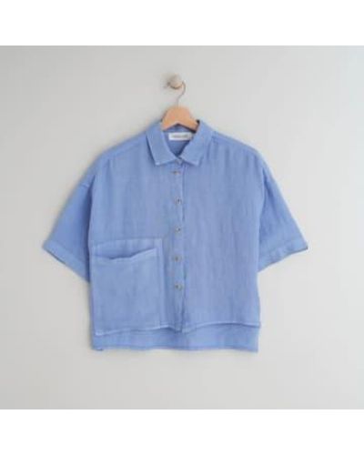 indi & cold Indi And Cold Camisa Linen Cropped Shirt - Blu
